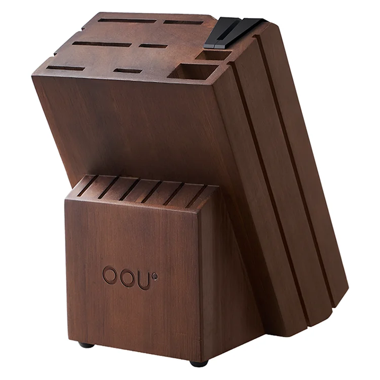 OOU Source Manufacturer 15Pcs Hold Sharpener Wooden Block Kitchen Knife Block Set