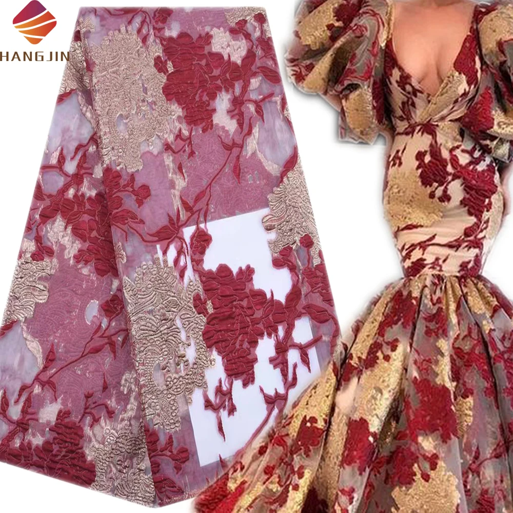 Latest African Lace Fabric 2023 High Quality Brocade Jacquard Lace Fabric French Organza Nigerian Lace Fabric For Wedding