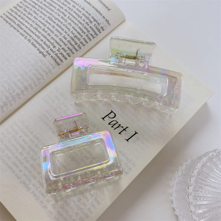 Wholesale Fashion Women Pearl Color Geometry Hair Clip Accessories Transparent Hair Claws For Thick Hair
