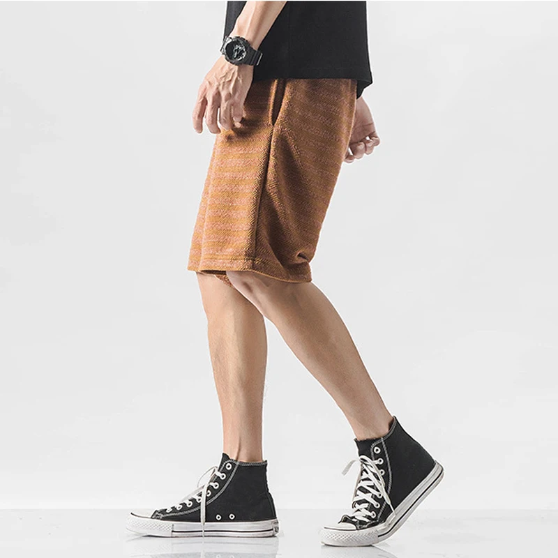 Индивидуальные спортивные мужские хлопковые полосатые шорты с карманами, повседневные свободные мужские шорты