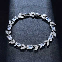 Wholesale Custom CZ Zircon Cubic Zirconia Brass Bracciale Brazalete Bracciali Fashion Jewelry Bracelet for Women Lady