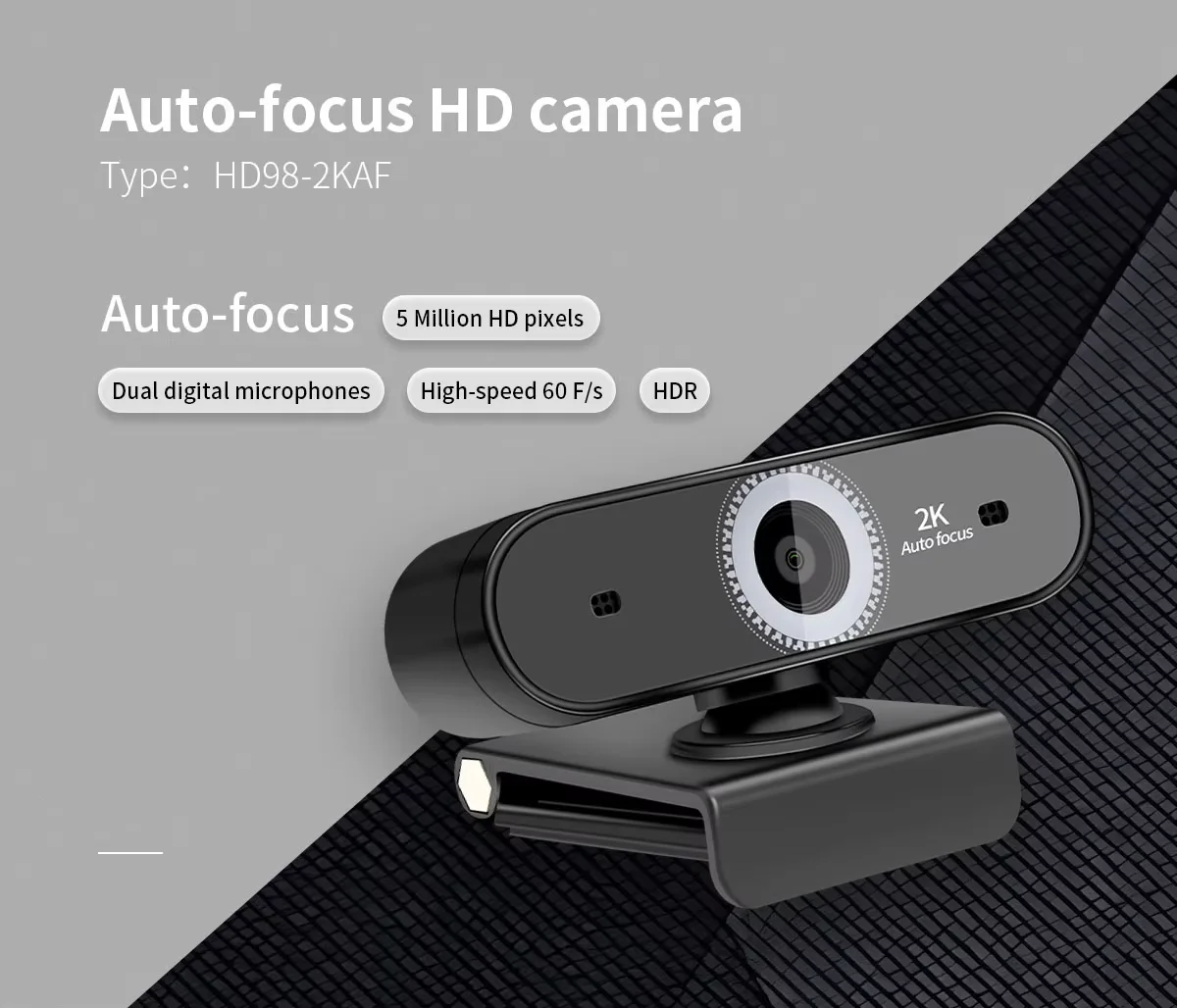 2K Laptop Webcam USB 5MP 10X Digital Zoom Web Camera for PC Camera Live Streaming Office Equipment Online Learning
