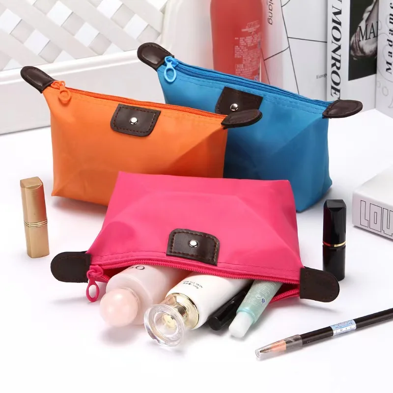 Cute large makeup bag portable travel lazy person convenient folding dumplings cosmetics gift storage bag
