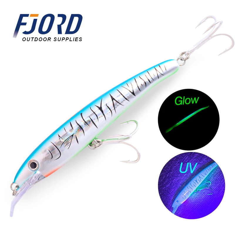 FJORD New Deep Depth Trolling Minnow 160mm 33g Hard Plastic Fishing  Glow and UV Effect Floating Minnow Lure For Saltwater