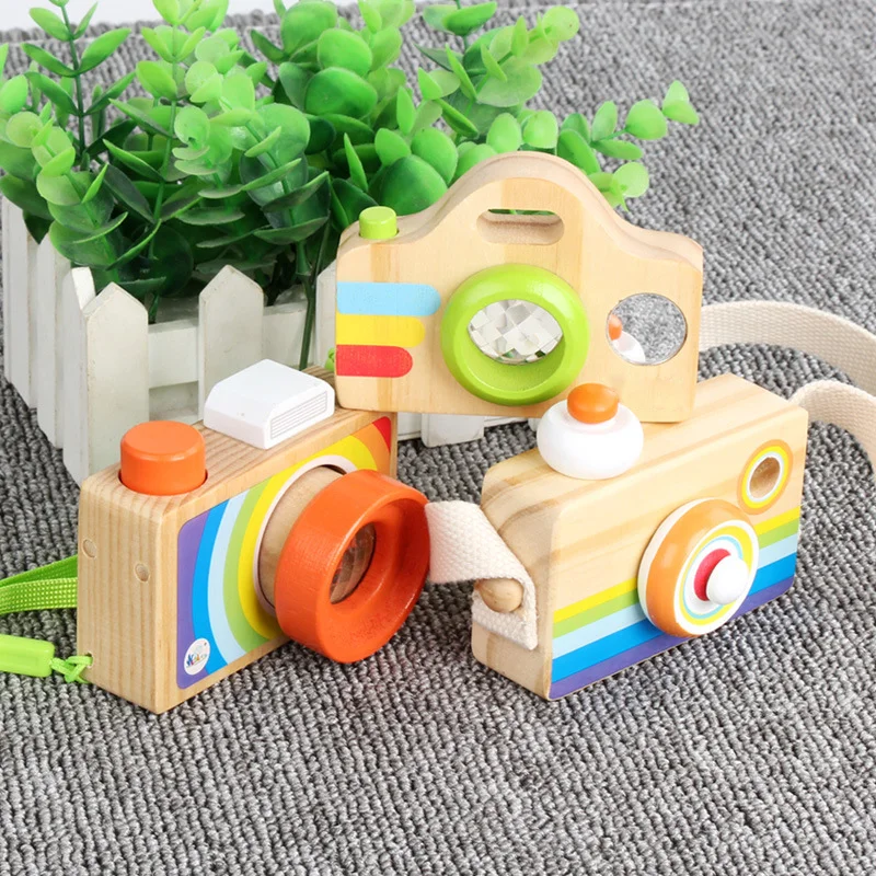 Kaleidoscope lens camera shape wooden kaleidoscope glasses for toddlers