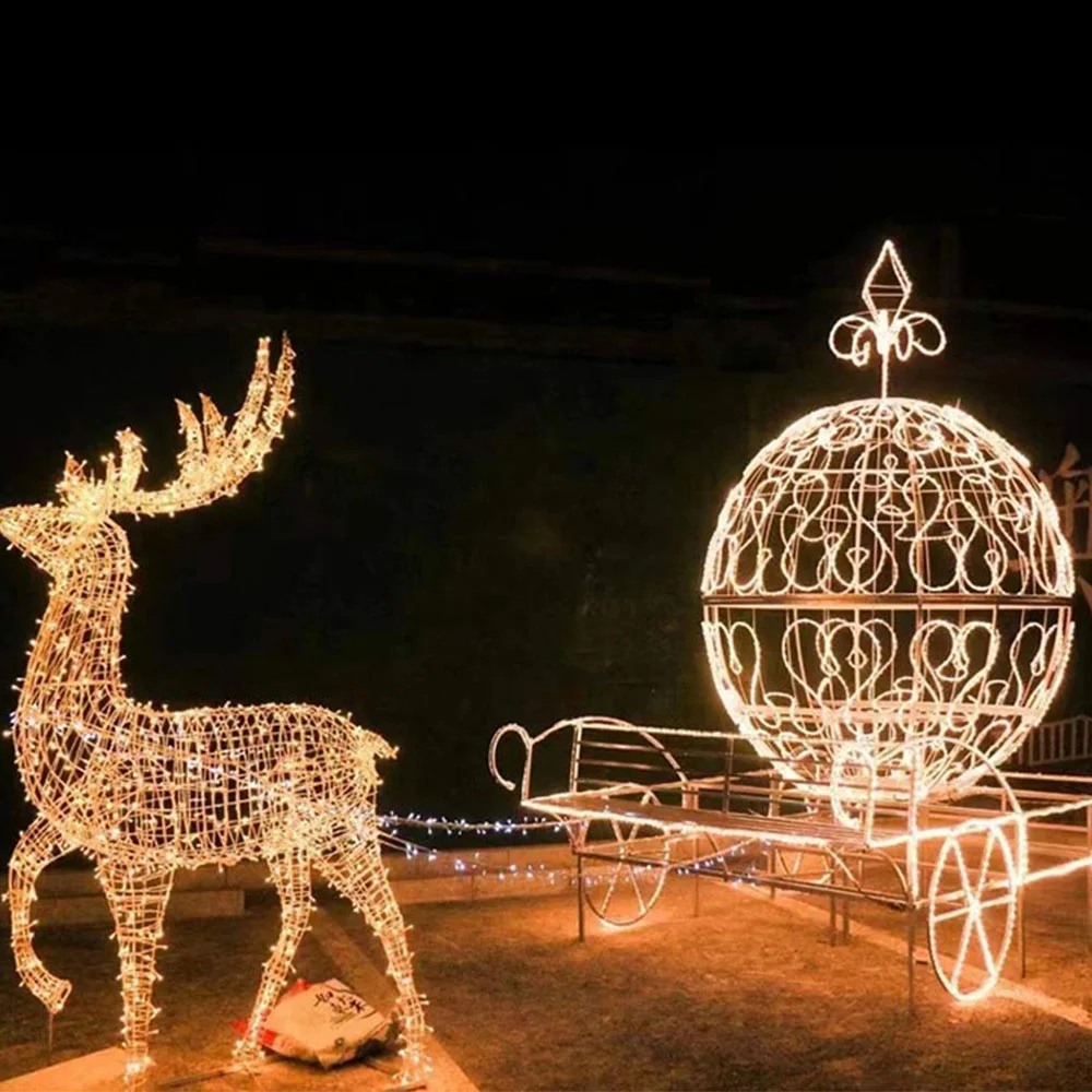 Wedding Drawn Carriage Horse Wagon Pumpkin Carriage Lighting Christmas Deer Sled For Xmas Decoration