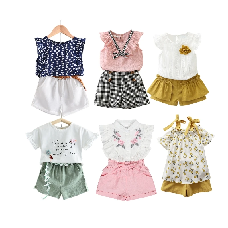 New Little kids girls clothes Set can be customized logo multiple color size optional summer fashion skirt suit