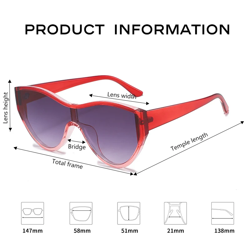 HW 20029 One-Piece Sunglasses Oversized Women Men Cat Eye Sun Glasses UV400 Shades ready stock sunglasses 2023