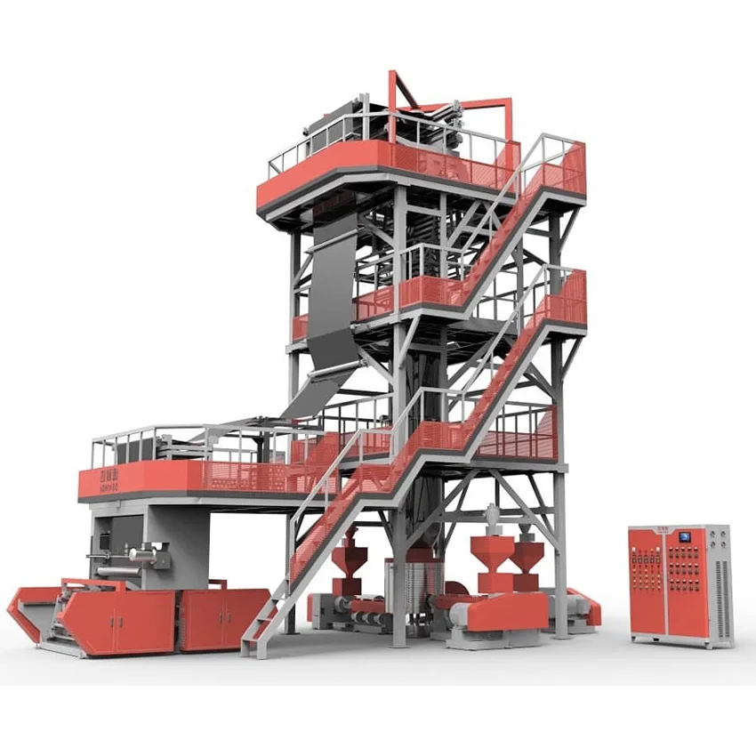 Manufacturing ABC 3 Layer High Output Plastic HDPE LDPE Film Blow Extruder  Machine