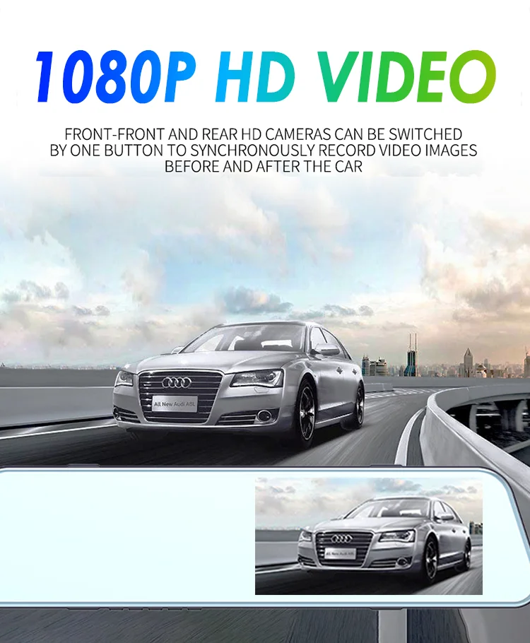  5 18 дюймов hd 1080p full с двумя объективами Автомобильный видеорегистратор Даш cam Автомобильная сиденья ели видео рекордер только для спереди и длинное сзади автомобиль зеркало заднего вида