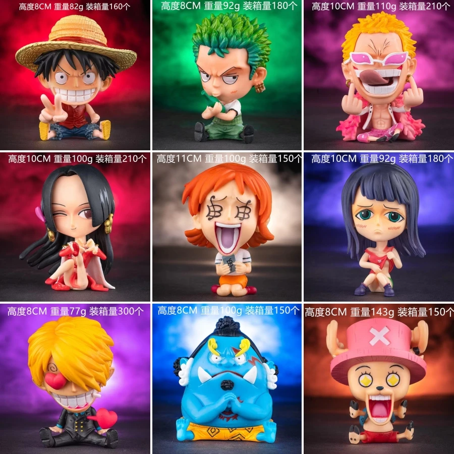 Home decor Cartoon toysSitting Q Version Luffy Zoro Ornaments Anime Action Figures