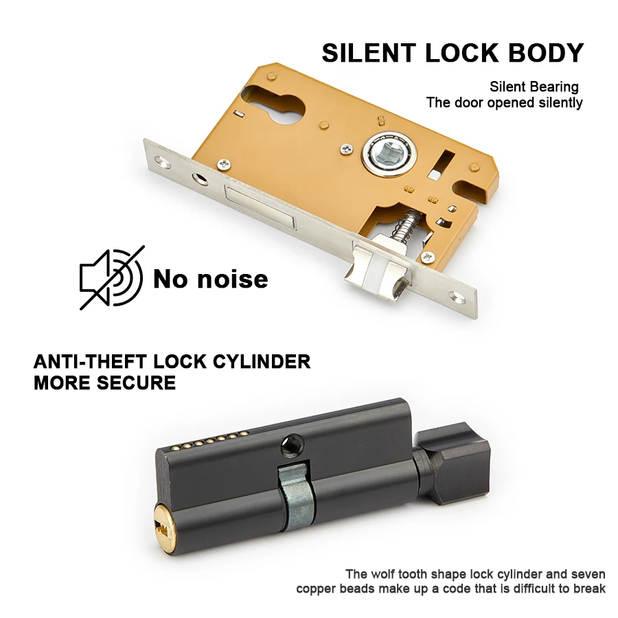 Custom Engineering Style Mn Steel Entry Internal Door Handle For Residential Home with Lock