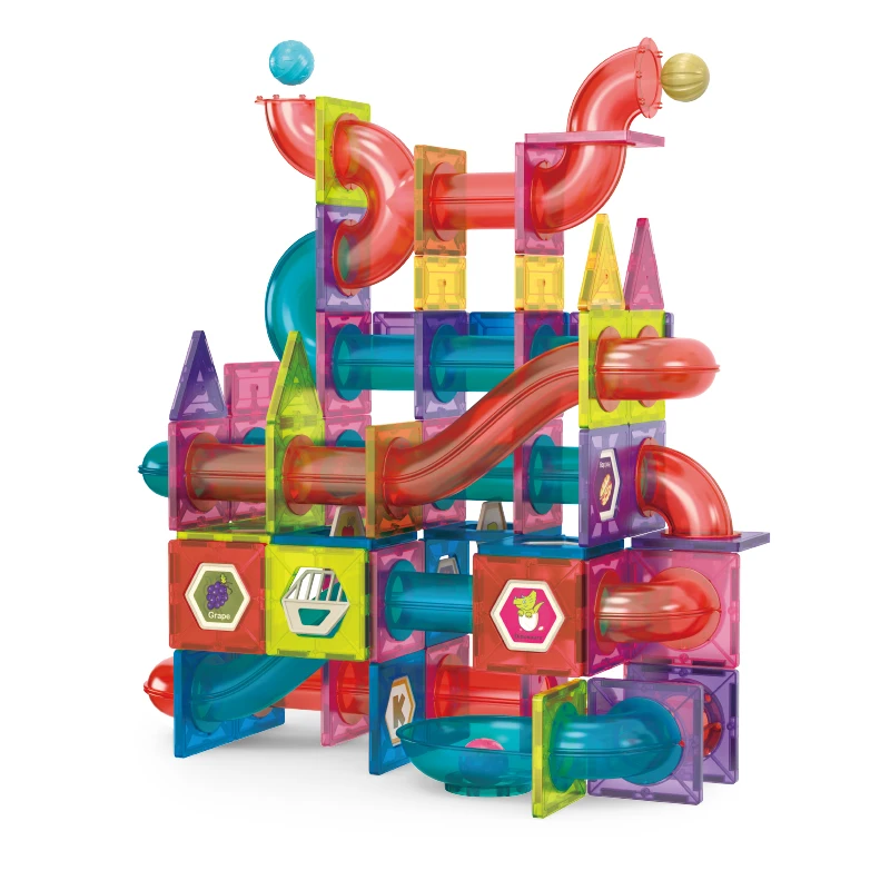 191 PCS Toy to Build Magnetic Blocks Race Building Marble Run for Kids
