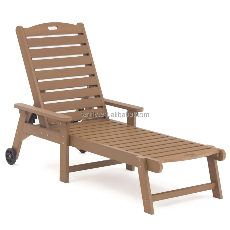 Modern Outdoor Furniture Beach Sun Lounger HIPS Plastic Teak Wood Sun Loungers For Pool Side