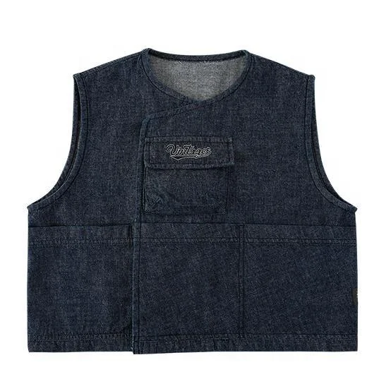 YOEHYAUL Custom Spring Baby Boys Denim Vest Wholesale High Quality Sleeveless Kids Embroidery Vest Coat