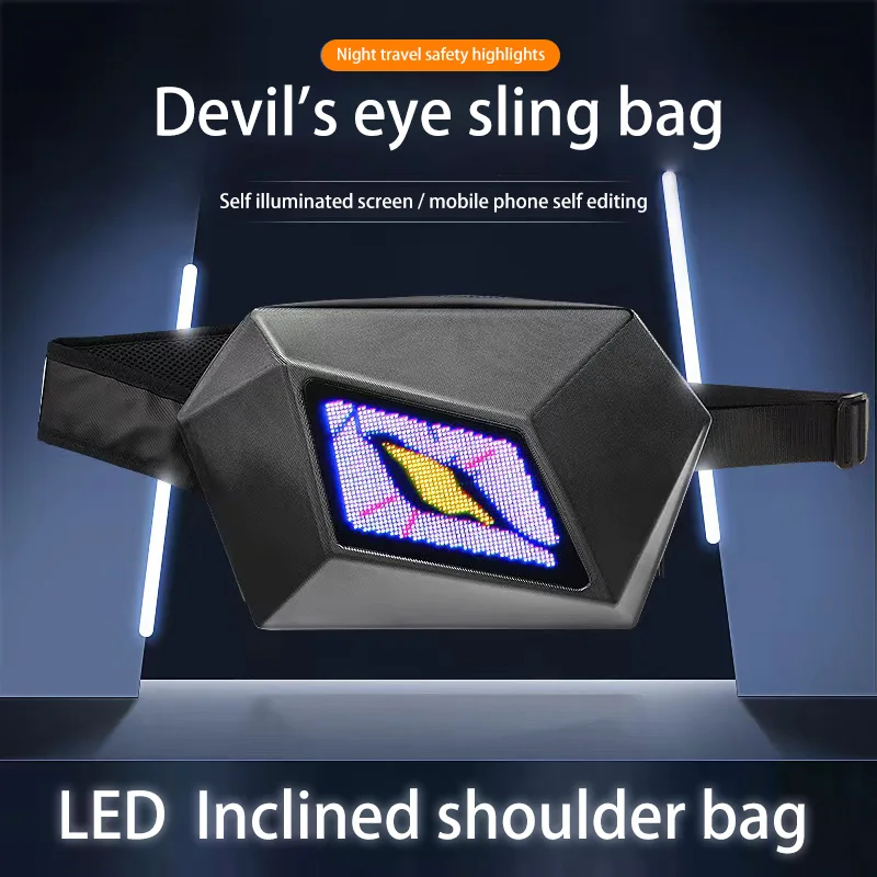 CRELANDER Knight LED Waterproof Sling Backpack DIY Fashion Motorcycle Crossbody Bag For Men And Women