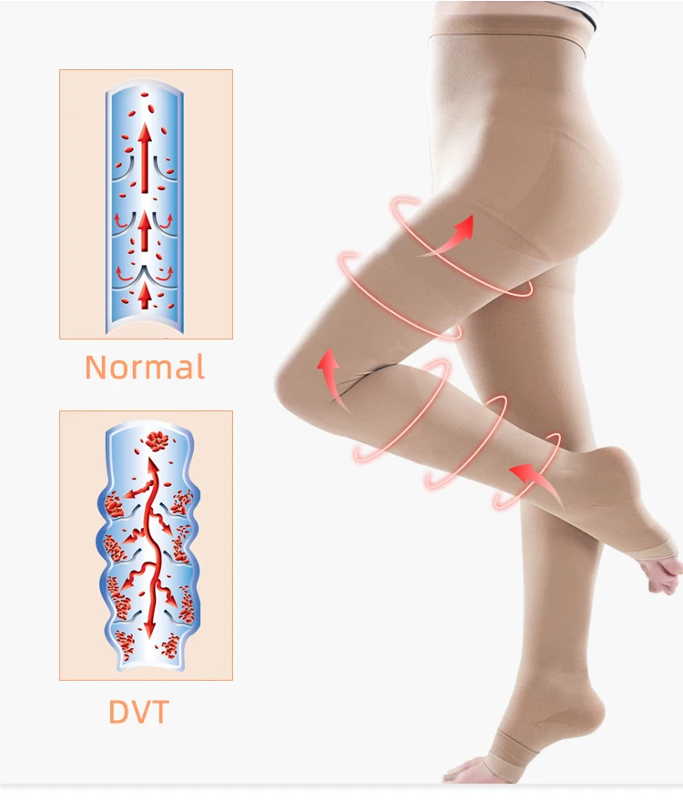 Therapy Medical Compression Pantyhose for Women & Men Open Toe Opaque Firm Support 15-20mmHg Graduated Compression Stockings