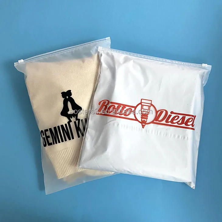 Wholesales Custom print Zip lock Poly zip lock Frosted Plastic Packaging bag for Clothes