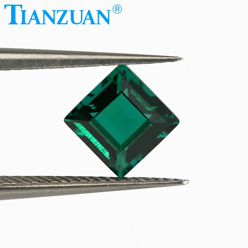 High quality Natural Gemstone Hydrothermal Emerald Stone Princess Cut Square