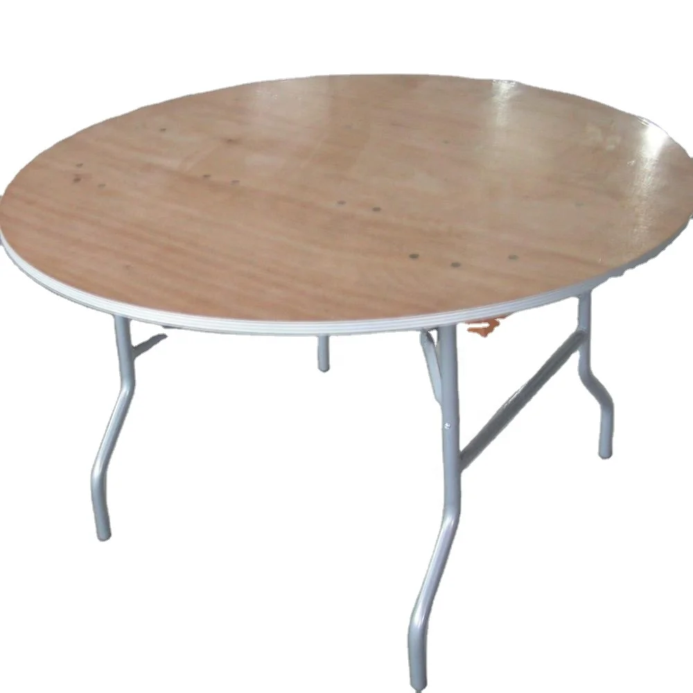 Banquet wood round 8ft folding table (1600088283486)