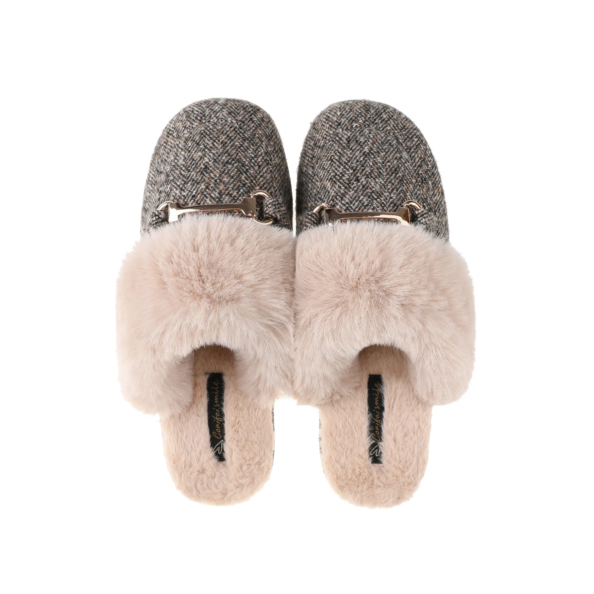 CORIFEI Winter Fashion cony hair Anti-skid Cozy fluffy Home Ladies slippers for women