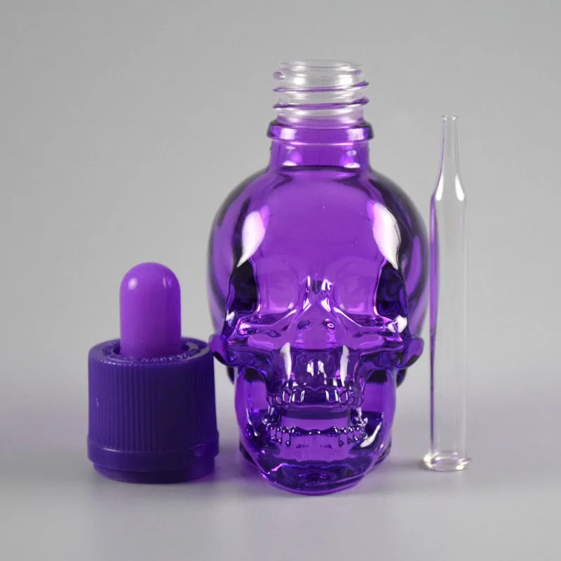 colorful glass essential oil bottle pipette 1oz 30ml skull bottle dropper glass dropper