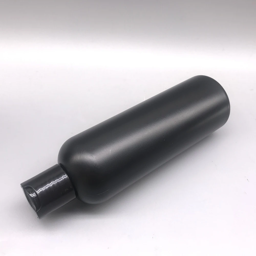8 oz 250ml 350ml PE Plastic Cylinder shampoo Bottle in black with black Disc Cap