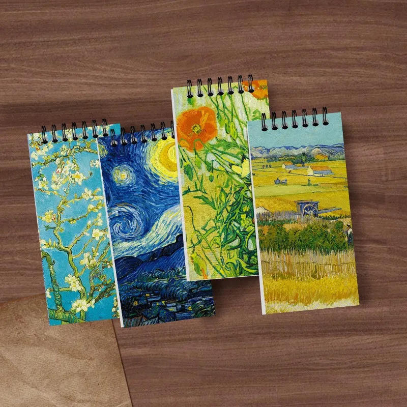 Mini notebook monet van gogh Patterns Pocket Notepads Small Journal for Women Kids Teacher Classroom Office Grid coil book