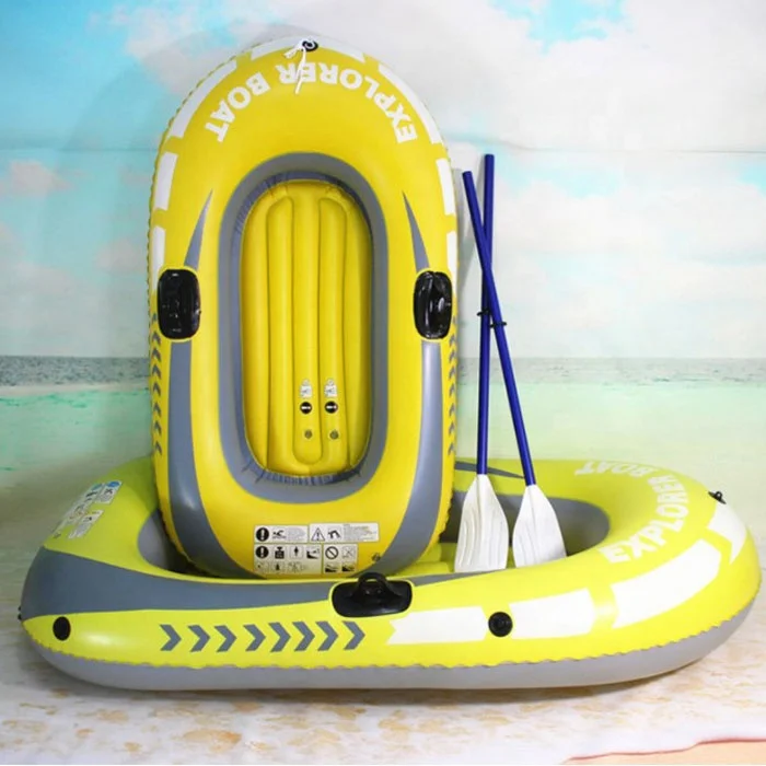 2-х местный желтый цвет, теплая одежда, надувные ПВХ надувной каяк Рыбацкая лодка Износостойкие С пластиковые весла, подушка для сидения, страховочный трос