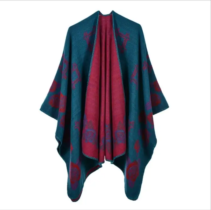 Леди мгновенный накидка для женщин Зимняя шаль Новый дизайн пончо вышивка шали пашмины