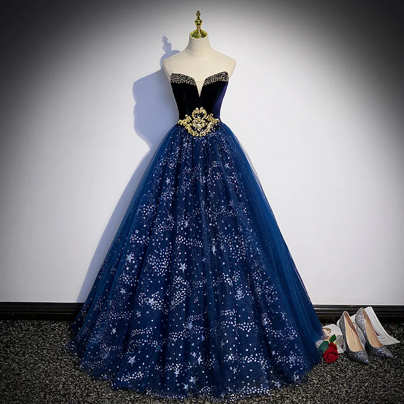 W-S1131A Quinceanera Dresses Long Formal Vestidos Prom Dress Blue Evening Dresses Gowns for Women Party