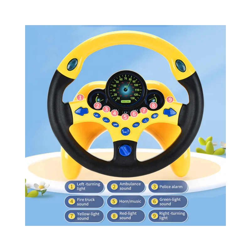 Оптовая продажа рулевое колесо для раннего обучения детей 360 градусов звуковая и легкая музыка имитация вождения игрушка