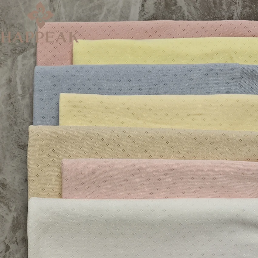 HAPPEAK Pure 100% Cotton Pointelle Fabric Soft Stretchy 230gsm Jacquard Knit Pointelle Fabric
