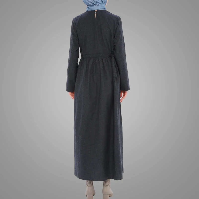 New Hot Sale Female Islamic Clothing High End Long Sleeve Elastic Waist Indonesia Kaftan Dress Casual Muslim Abaya Online