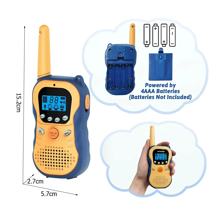 Christmas Gifts for Kids 22 Channels 3 Kms Range 2 Way Radio Walkie Talkies Light-Up Toys for Children