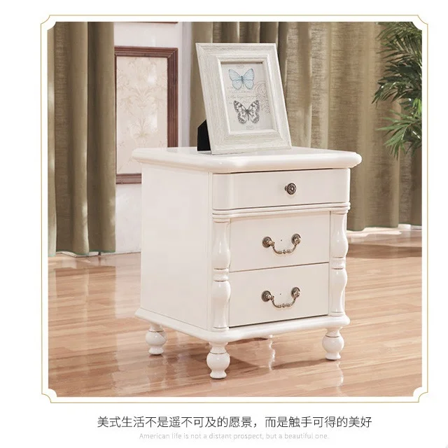wholesale french smart bedside table modern with 3 drawers glossy white