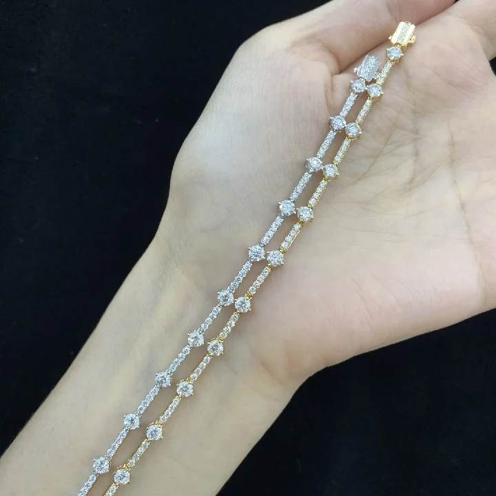 Abiding Gold Jewelry New Designs Bangle 3.353ctw Custom Solid 18K Gold Real Lab Grown Diamond Chunky 18K Gold Bracelet for Women