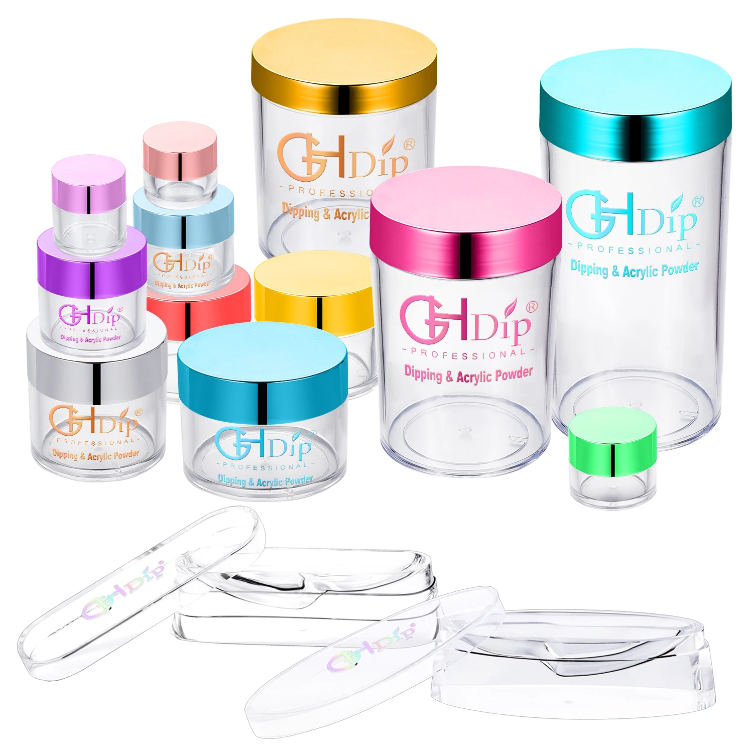 0.5oz/1oz/2oz/8oz Various Types Acrylic Powder Jars for Nail Acrylic Dipping Powder