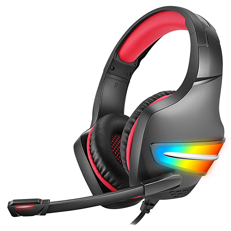 J6 Stereo Bass Active Noise Cancelling Led Light Headband Earphone Gaming Headset Headphones With Microphone