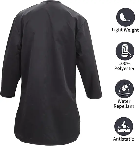 Black Smock Apron Massage Grooming Technician Hair Stylist Workwear Beauty Salon Hairdresser SPA Uniform Smock