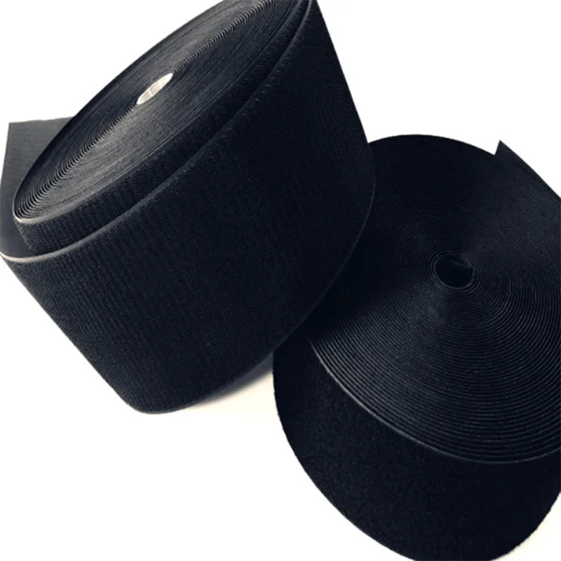 Adhesive Black Fabric Hook And Loop Strap Reusable Nylon Hook Loop
