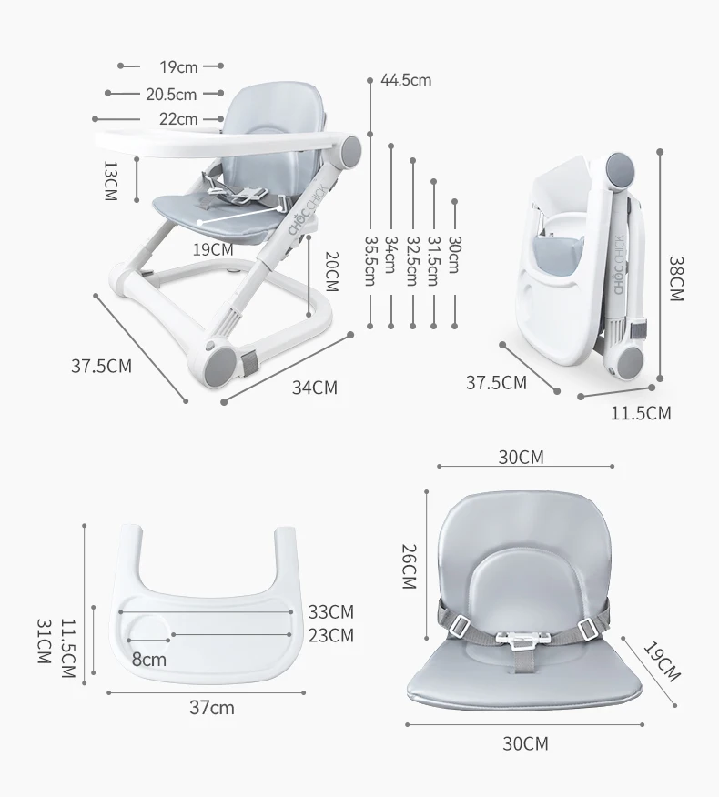Baby Booster Seat for Dining Table, Travel Lightweight Folding Feeding Seat for Baby, Adjustable Tray and Adjustable Highty
