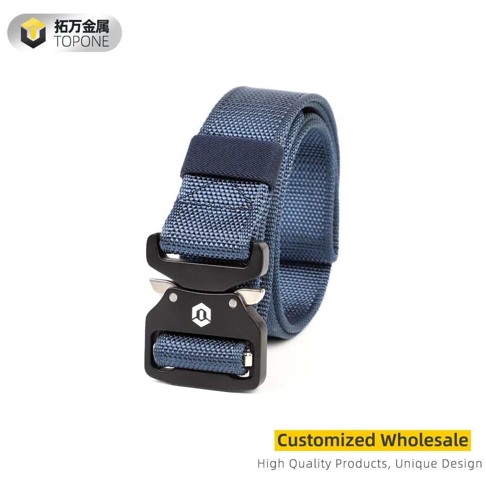 Logo Custom Zinc Alloy buckle Quick Release Strong Jacquard nylon Webbing Belt for Men