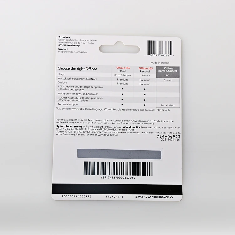 Wholesale Microosoft Office 2019 Home and Student key card 100% Online activation