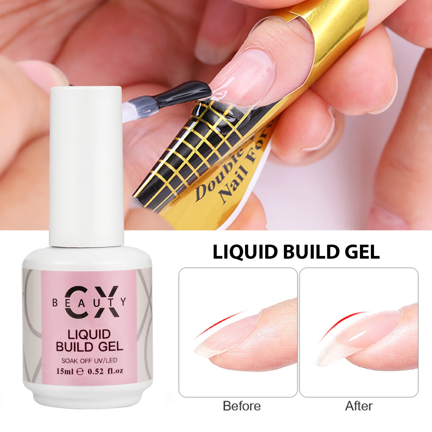 New Fashion Nude PINK Liquid Nail Building Gel Soak Off Extend UV Gel Polish For Nail Salon