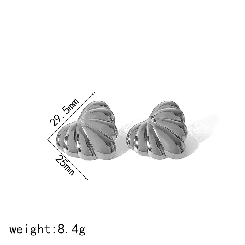 New pleated heart titanium steel earrings niche high-grade fringe heart-shaped stainless steel earrings
