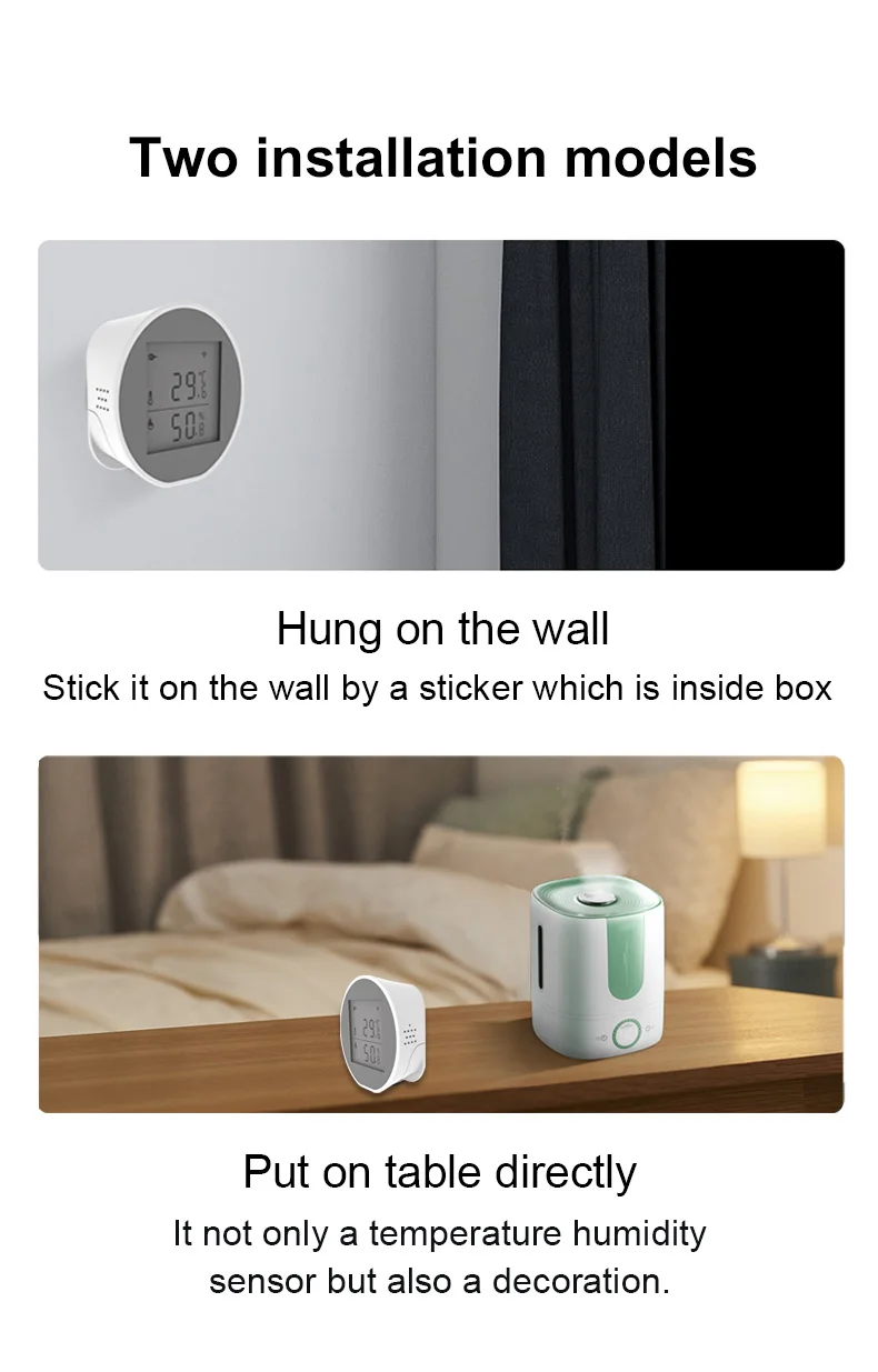 Lifelibero High Sensitivity Tuya App Control Zigbee Temperature With Humidity Sensor For The Living Room