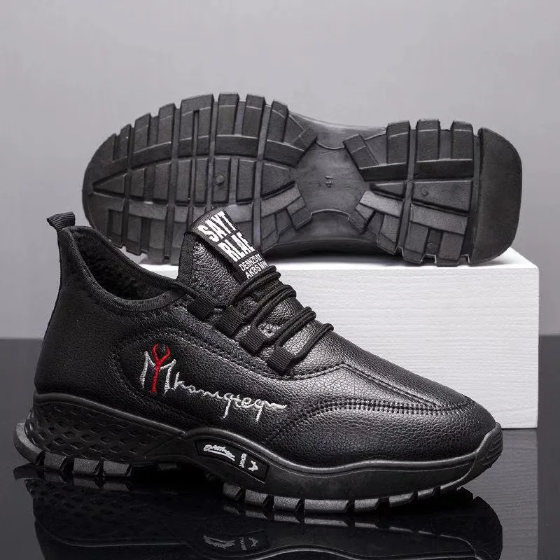 new Design sport shoes men leather sneaker casual mesh breathable pu man walking shoes