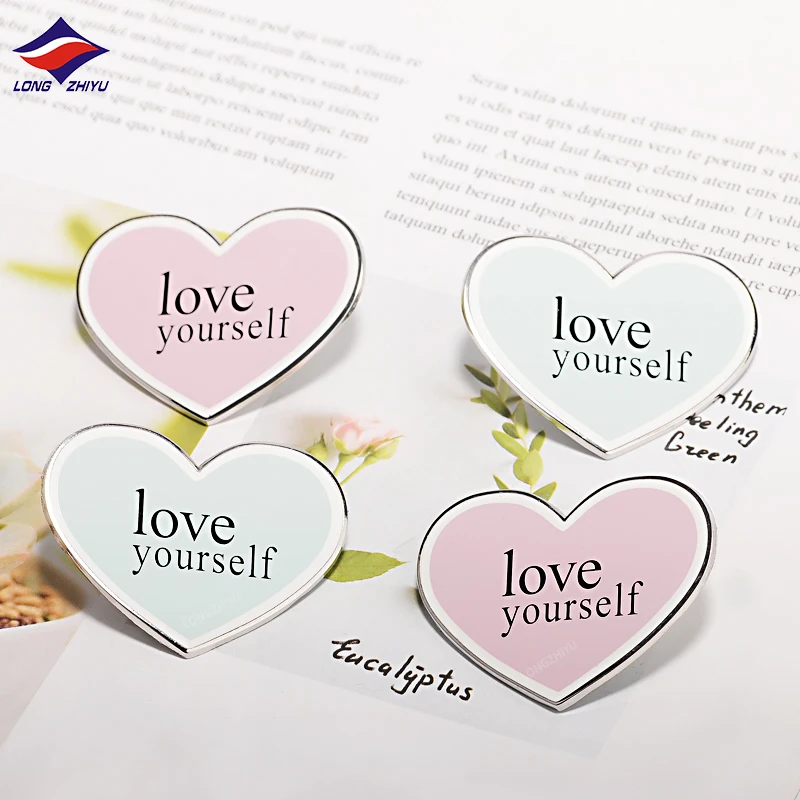 Longzhiyu 15 Years Manufacturer Custom Heart Shape Lapel Pin Badge Hard Enamel Pins Brooches Metal Crafts for Souvenirs