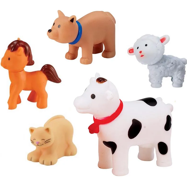 Plastic Farm Animal Figures Toys Realistic Mini Cow Dog Sheep Learning Educational Soft PVC Animal Figurines Toy